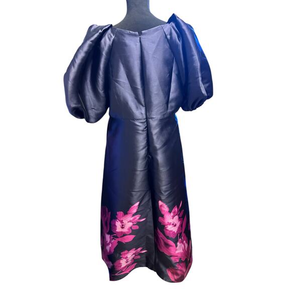 Kay Unger Delfina Statement Sleeve Gown Midnight Pink Zinnia Size 16 NWT - Picture 7 of 12